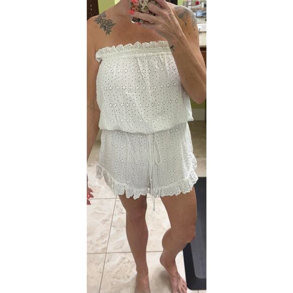 Polo Ralph Lauren tube top eyelet size 8 Medium romper White Stencil ruffle - Picture 8 of 9